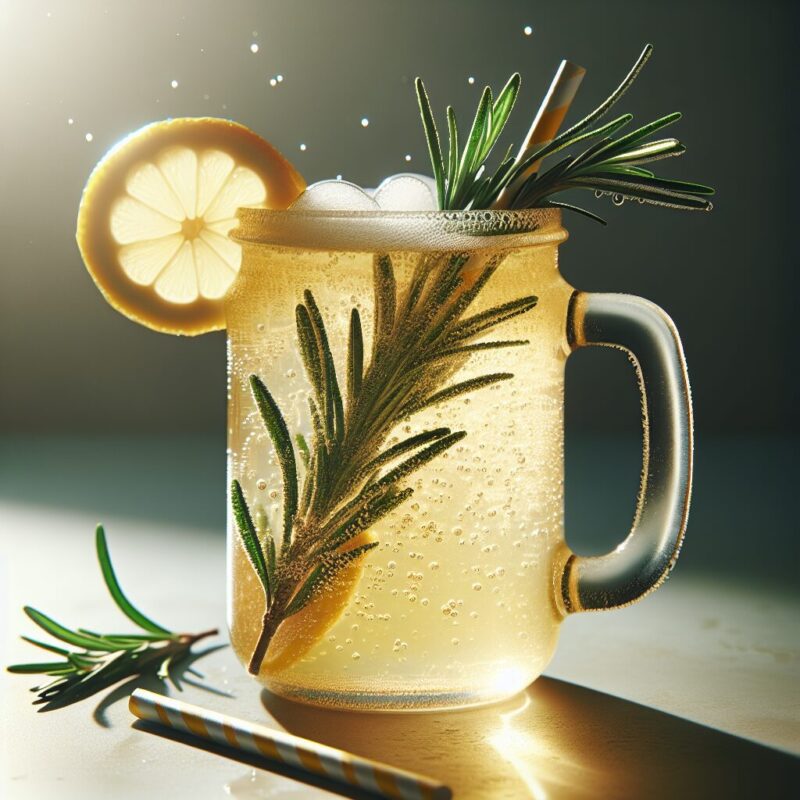 Sparkling Rosemary Lemonade Mocktail.