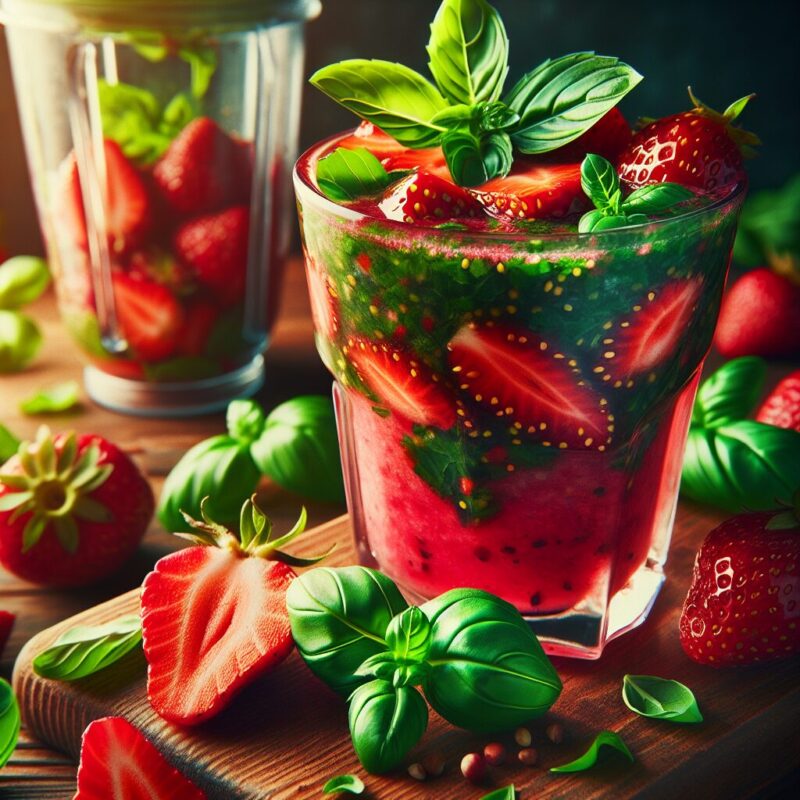 Strawberry Basil Mint Mocktail.