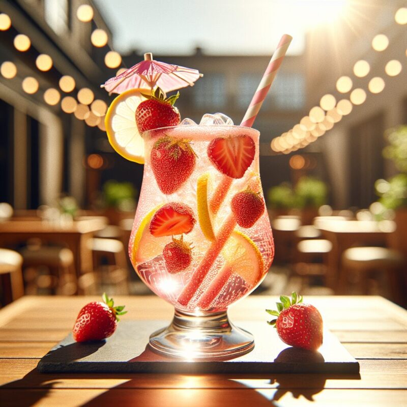 Strawberry Lemonade Fizz Mocktail.