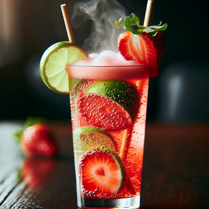 Strawberry Limeade Sparkler Mocktail.