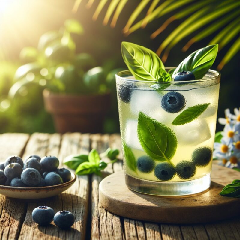 #Blueberry Basil Chamomile Cooler Mocktail# (Rezept)