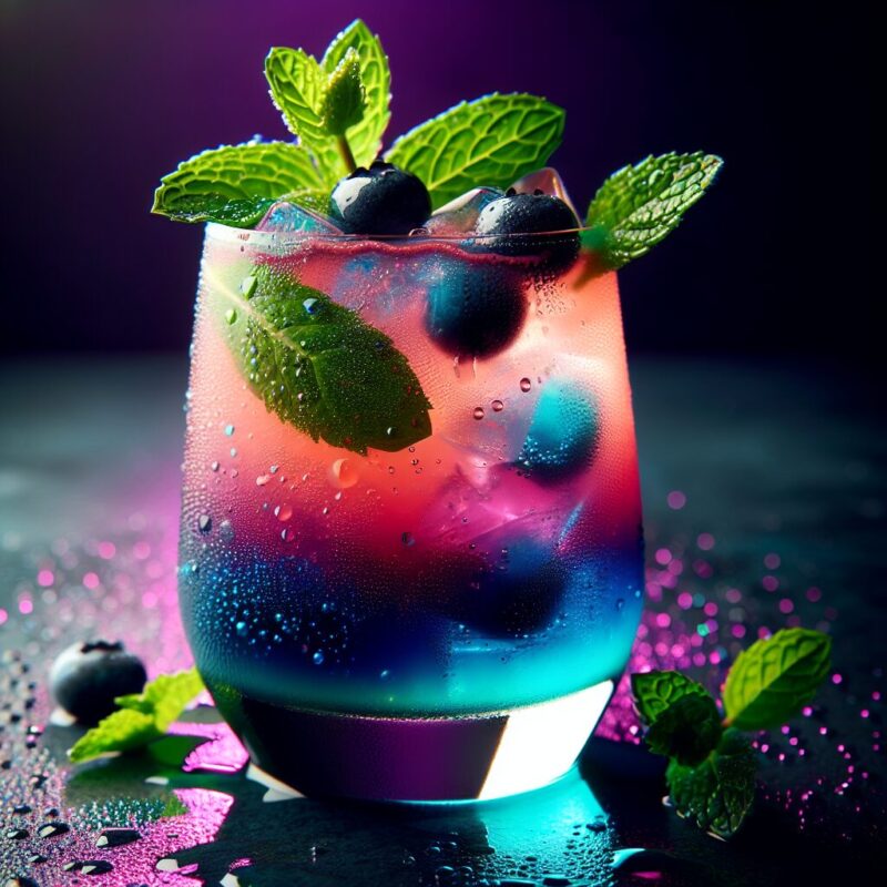 #Blueberry Peach Mint Sparkle Mocktail# (Rezept)