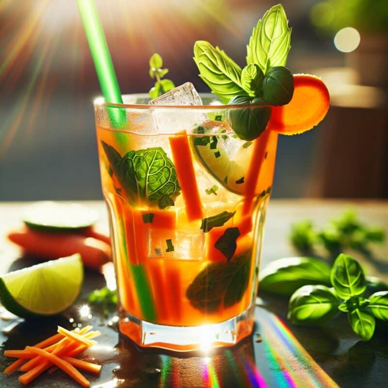 #Carrot Basil Lime Mint Spritz Mocktail# (Rezept)