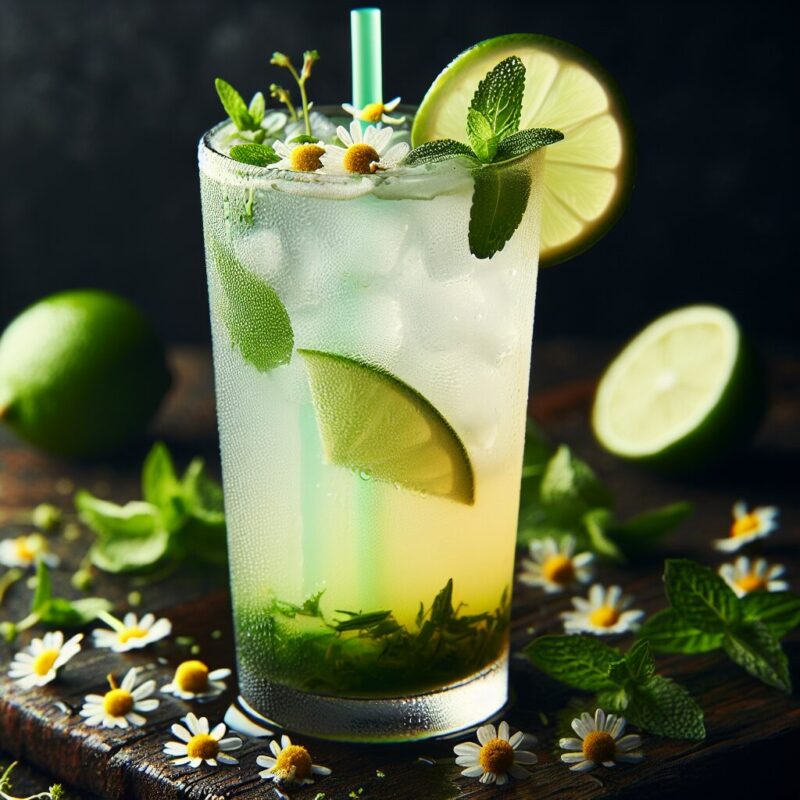 #Chamomile Mint Lime Sparkler Mocktail# (Rezept)