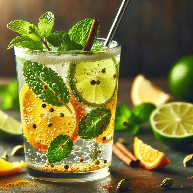 #Citrus Mint Cardamom Fizz Mocktail# (Rezept)