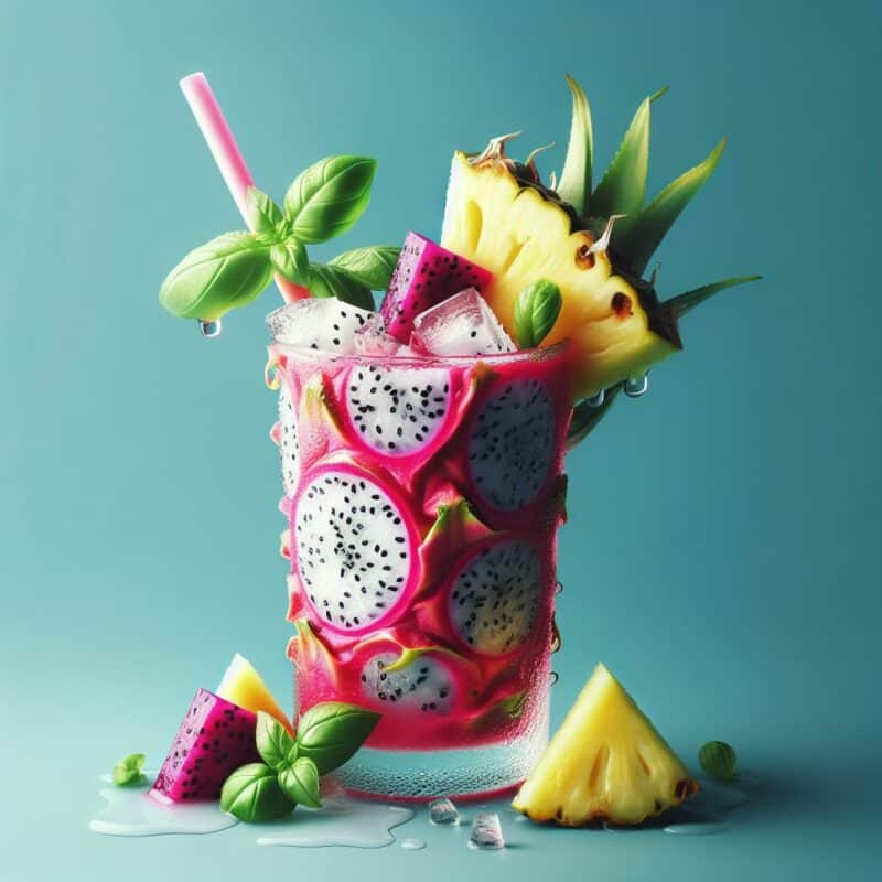 #Dragonfruit Basil Pineapple Mocktail# (Rezept)