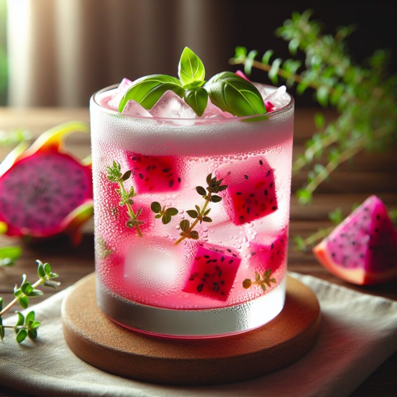 #Dragonfruit Basil Thyme Cooler Mocktail# (Rezept)