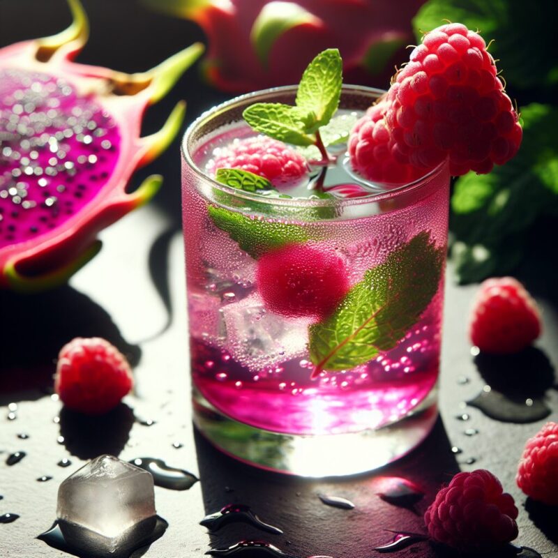 #Dragonfruit Raspberry Mint Elixir Mocktail# (Rezept)