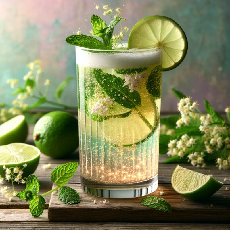 #Elderflower Mint Lime Chamomile Sparkler Mocktail# (Rezept)