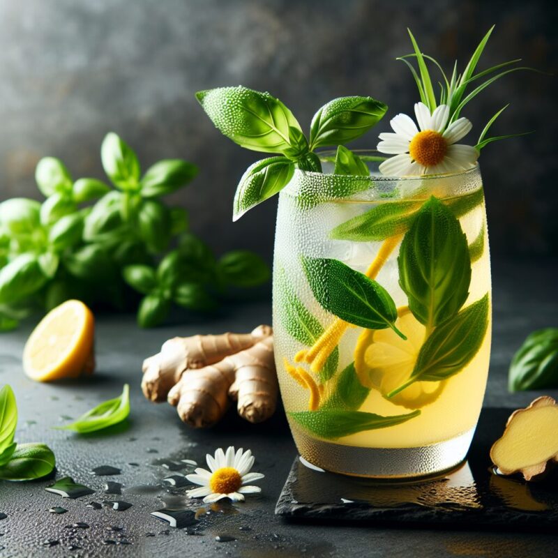 #Ginger Chamomile Basil Bliss Mocktail# (Rezept)