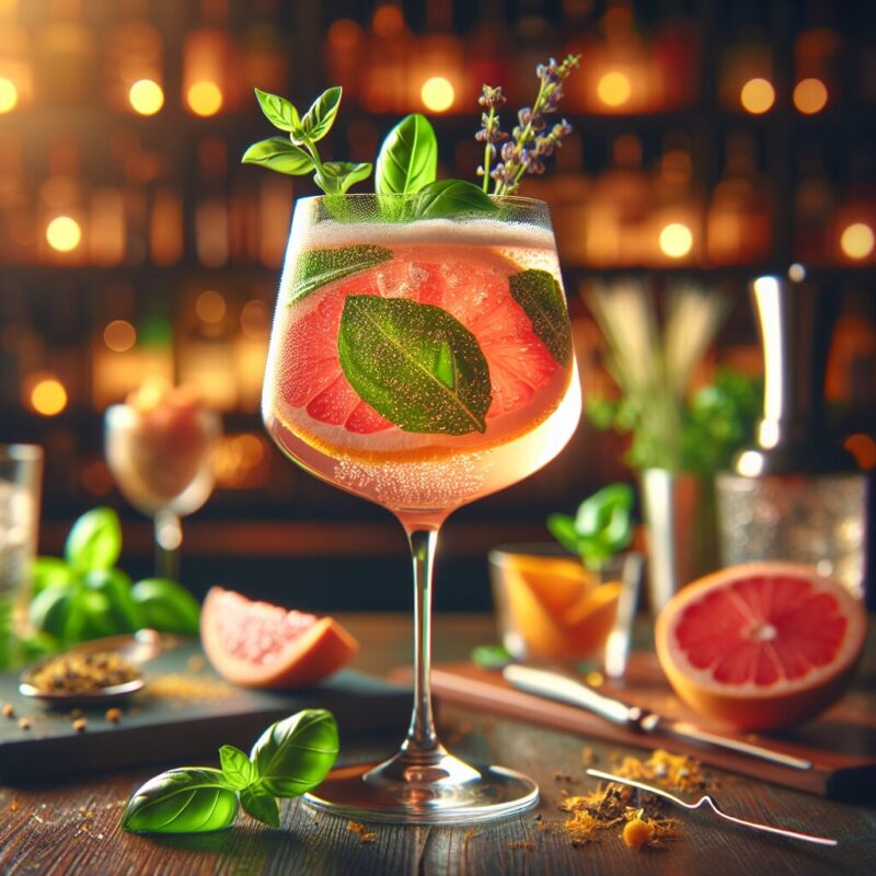 #Grapefruit Basil Chamomile Sparkler Mocktail# (Rezept)