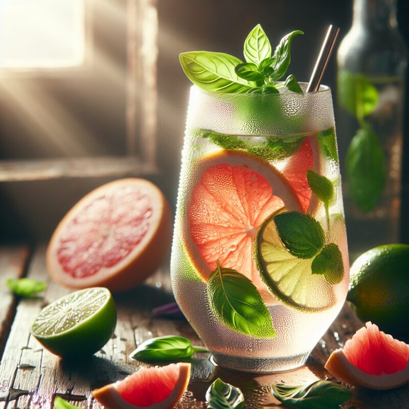 #Grapefruit Lime Basil Mint Spritz Mocktail# (Rezept)