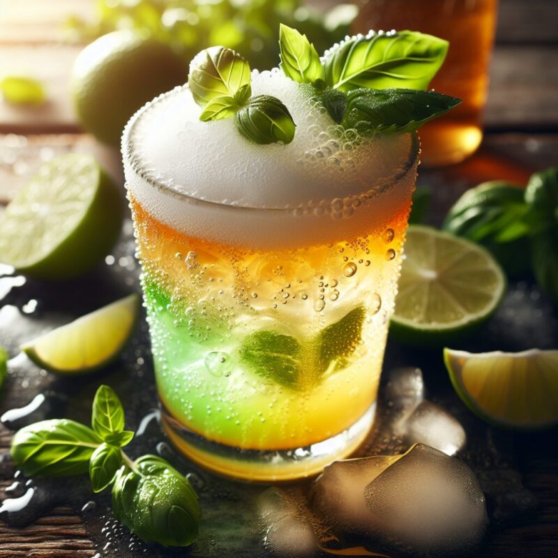 #Honey Lime Basil Mint Cooler Mocktail# (Rezept)