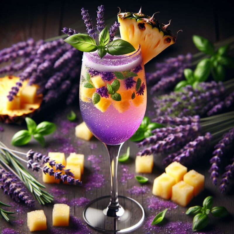 #Lavender Basil Pineapple Sparkler Mocktail# (Rezept)