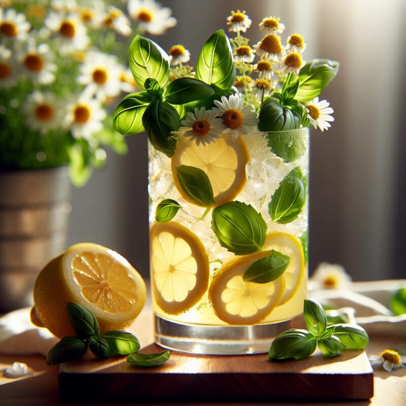 #Lemon Basil Chamomile Zest Mocktail# (Rezept)