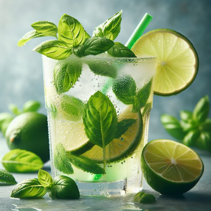 #Lime Basil Mint Smash Mocktail# (Rezept)