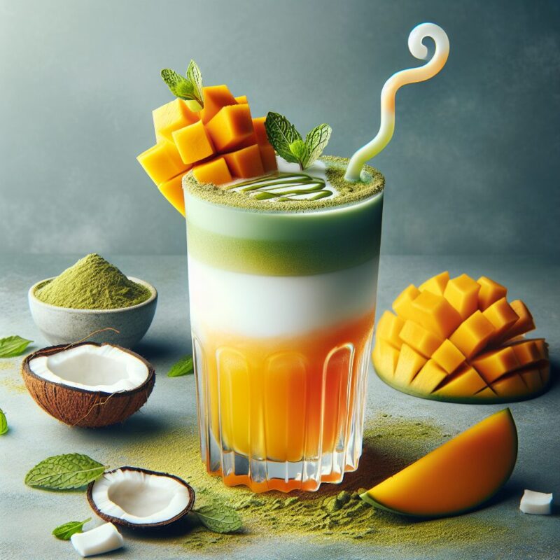 #Mango Coconut Matcha Mocktail# (Rezept)