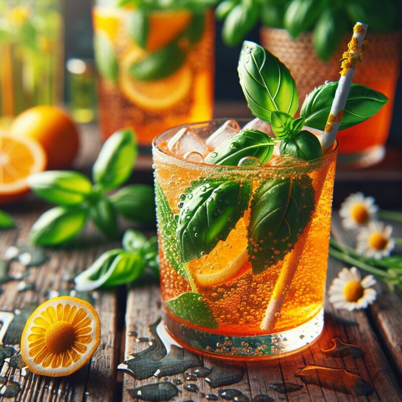 #Orange Basil Chamomile Fizz Mocktail# (Rezept)