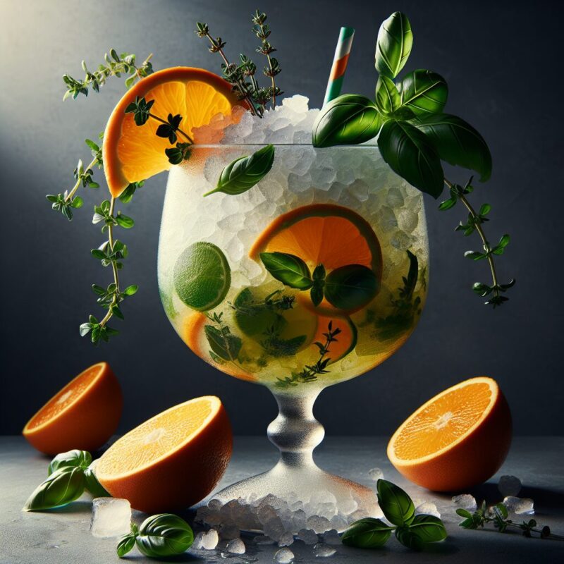 #Orange Basil Thyme Limeade Mocktail# (Rezept)