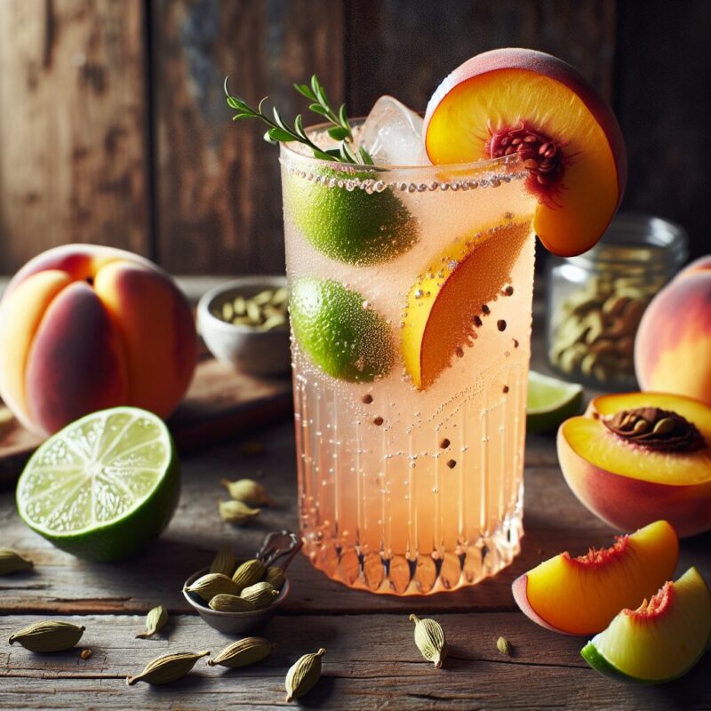 #Peach Lime Cardamom Cooler Mocktail# (Rezept)