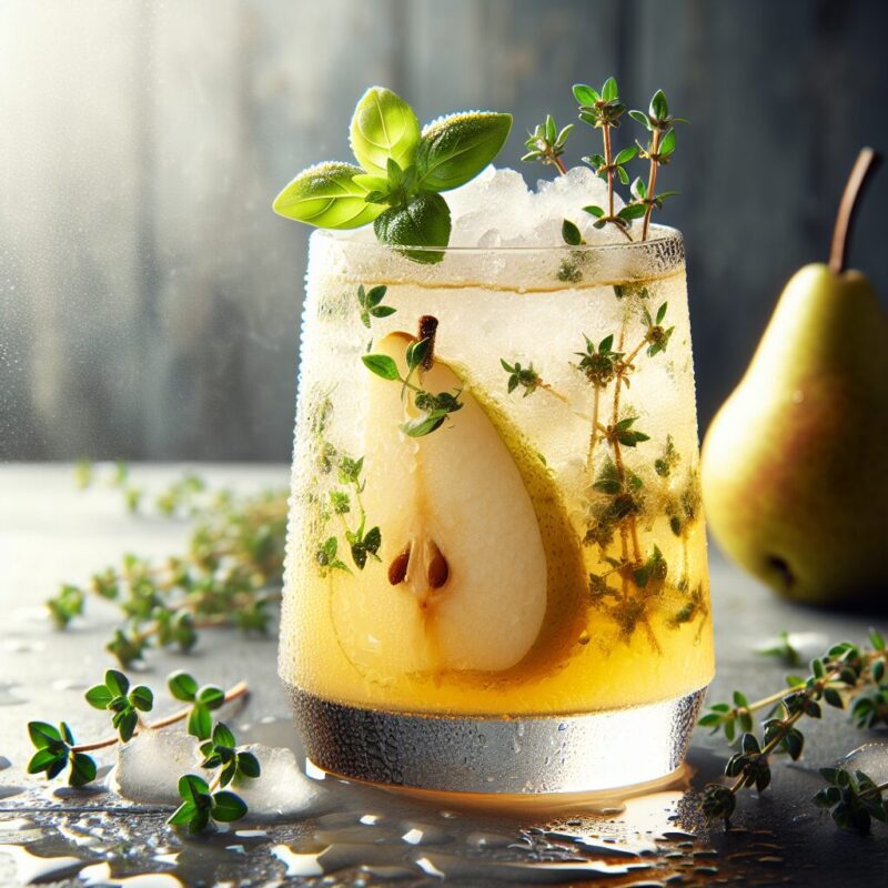 #Pear Thyme Basil Refresher Mocktail# (Rezept)