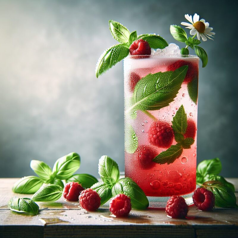 #Raspberry Chamomile Basil Cooler Mocktail# (Rezept)