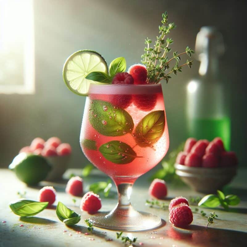 #Raspberry Thyme Basil Limeade Mocktail# (Rezept)