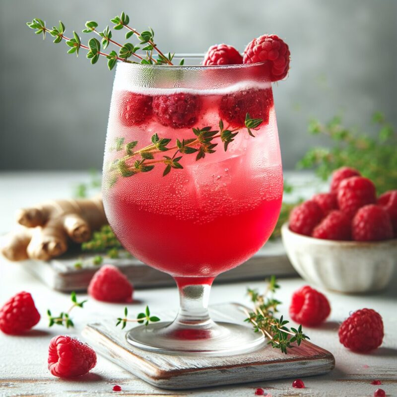 #Raspberry Thyme Ginger Elixir Mocktail# (Rezept)