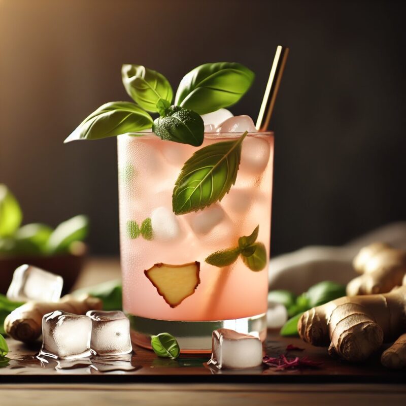 #Rose Ginger Basil Mint Cooler Mocktail# (Rezept)