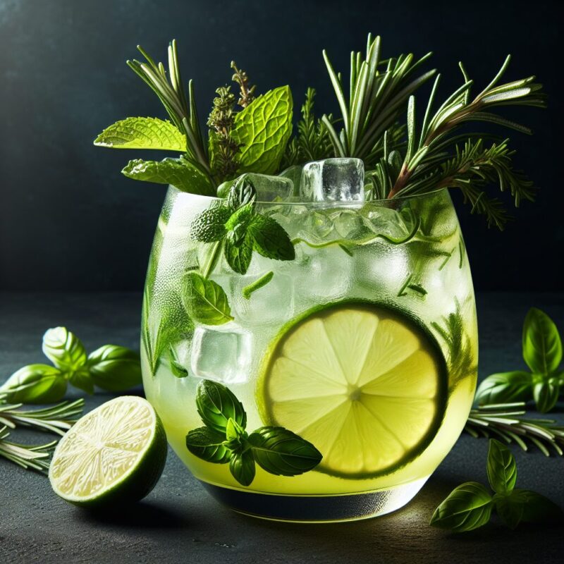 #Rosemary Lime Basil Mint Bliss Mocktail# (Rezept)