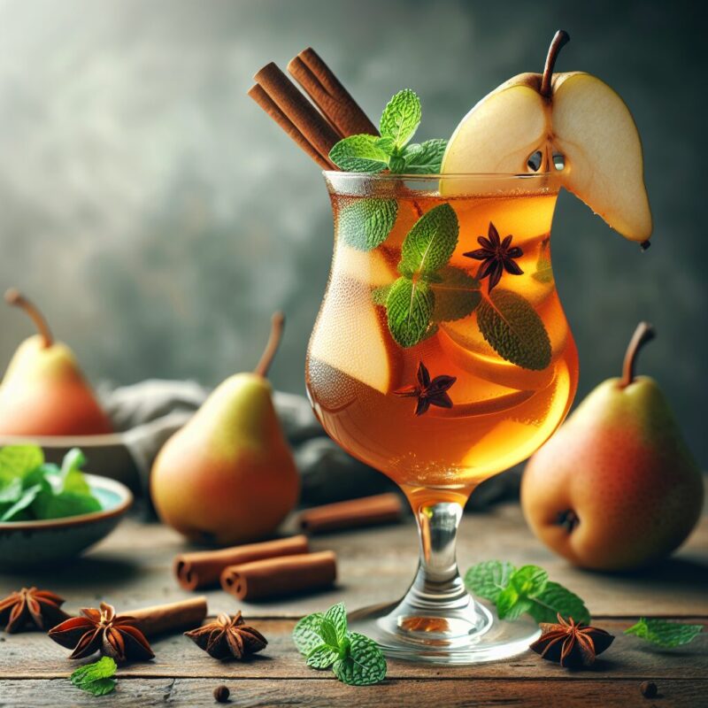 #Spiced Pear Mint Elixir Mocktail# (Rezept)