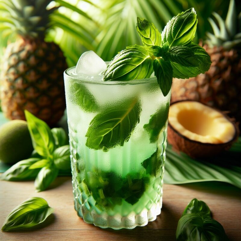 #Tropical Mint Basil Cooler Mocktail# (Rezept)