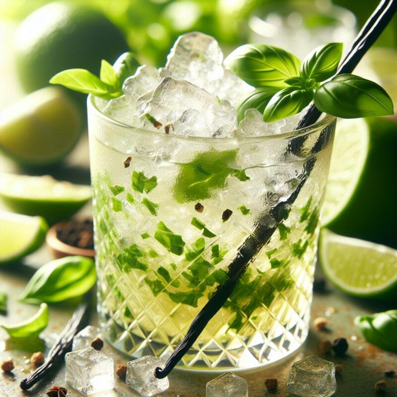 #Vanilla Lime Basil Refresher Mocktail# (Rezept)