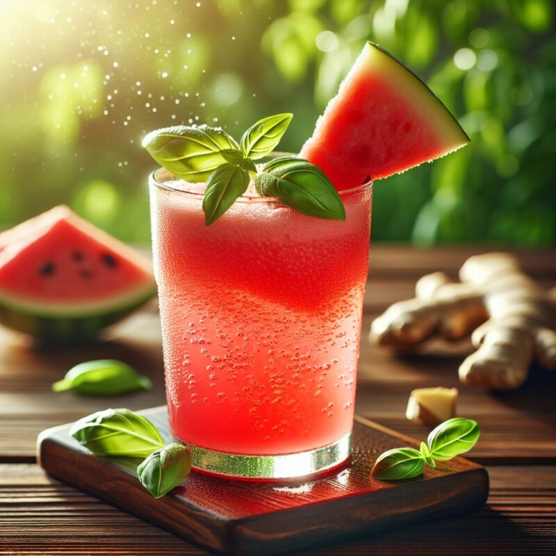 #Watermelon Basil Ginger Fizz Mocktail# (Rezept)